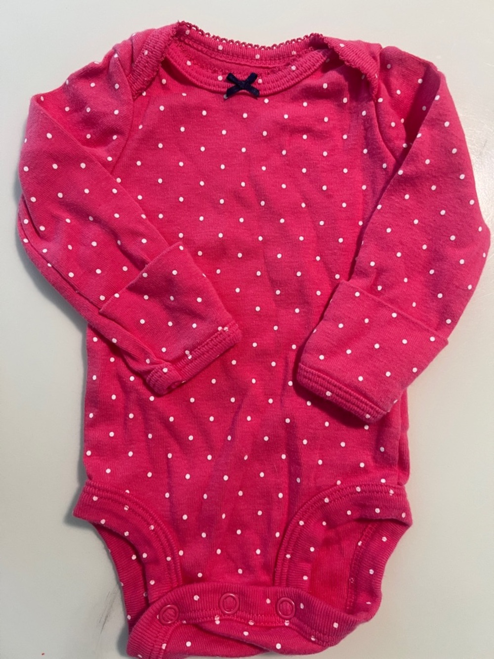 Carter's Hot Pink Long-Sleeve Polka Dot One-Piece Bodysuit